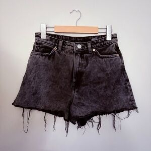 ASOS Monki Black Jean Shorts High-Waisted Distressed Hem Denim